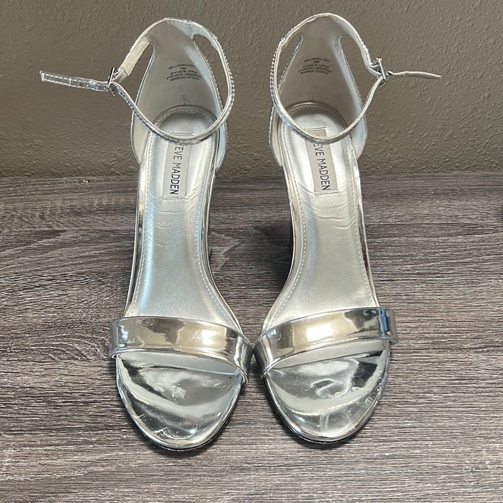 Metallic Silver Wedge Sandals